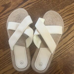 White and tan sandals